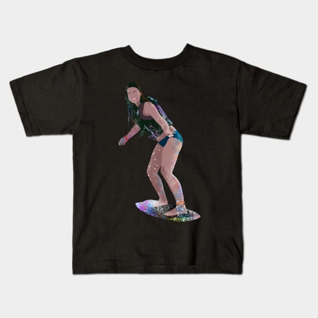 Surfing Girl Kids T-Shirt by AlishaMSchil